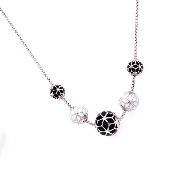 Defi 5-Hex Ball Necklace Silver/Black/White