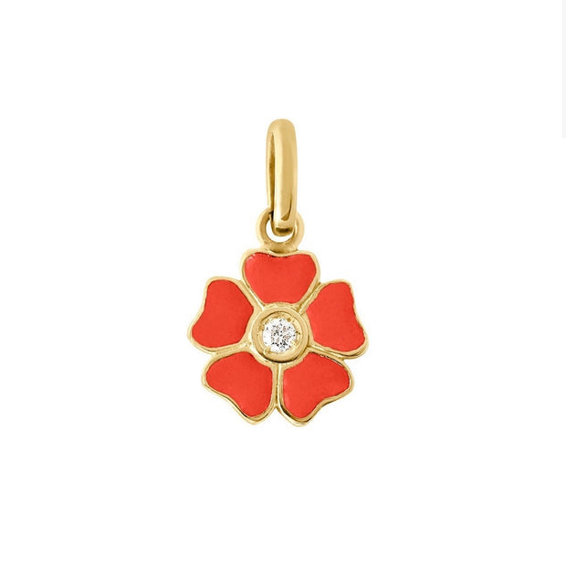 Flower Coral diamond pendant, Yellow Gold