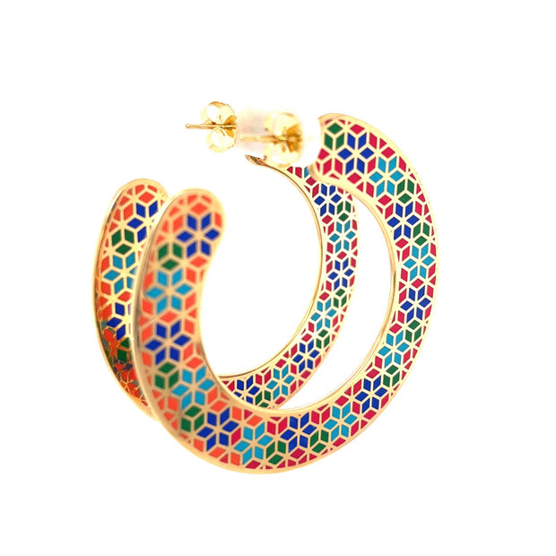 ReRe Large Slice Colorful Ceramic Hoop Earrings