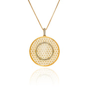 Large Circle Hex Pendant on Chain with Diamonds