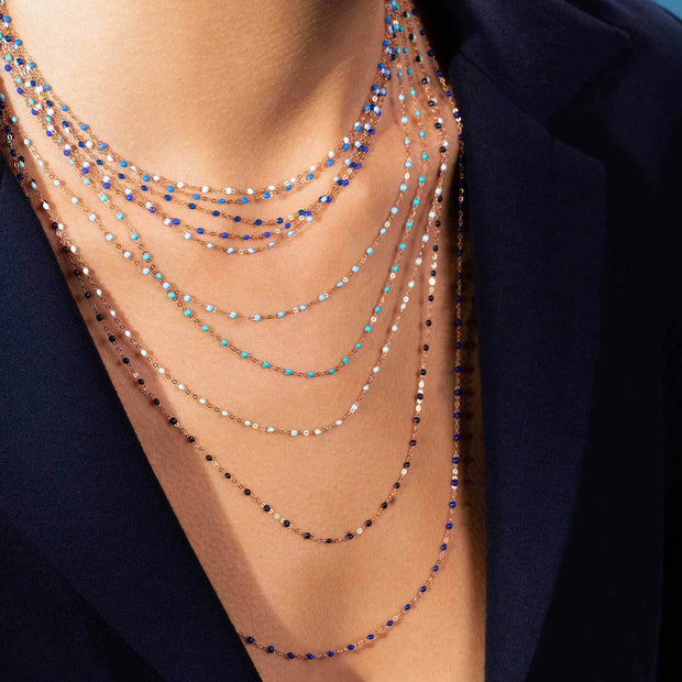 Classic GiGi Blue necklace, yellow gold, 16.5”