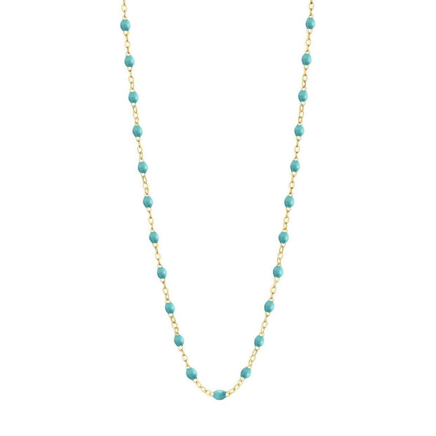 Classic GiGi Turquoise Green Necklace, Yellow Gold, 16.5”