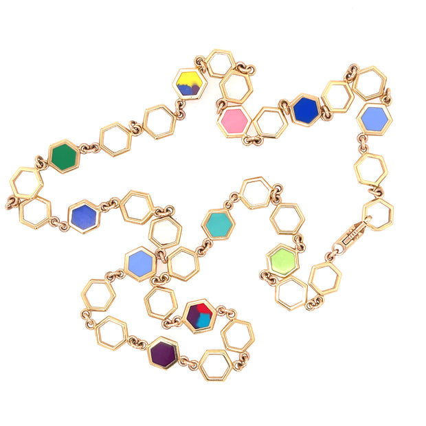 ReRe Gold Hex Chain Link Necklace