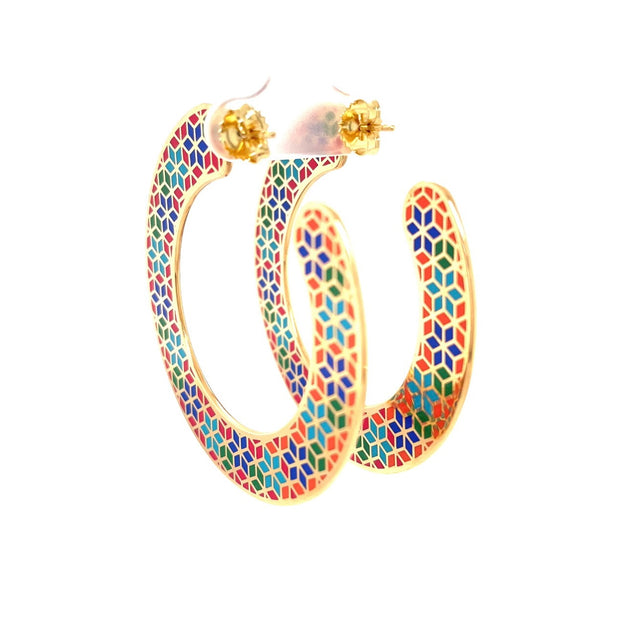 ReRe Large Slice Colorful Ceramic Hoop Earrings