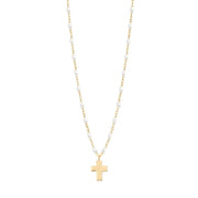 Cross Charm Classic Gigi White necklace, Yellow