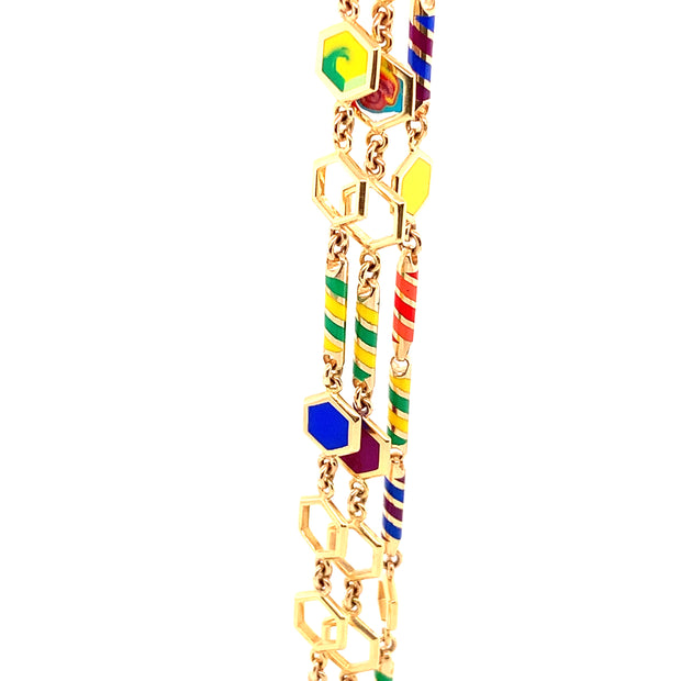 Gold and Candy Colored Ceramic Link Bracelet