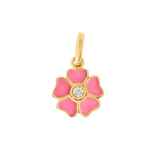 Flower Pink Diamond Pendant, yellow gold