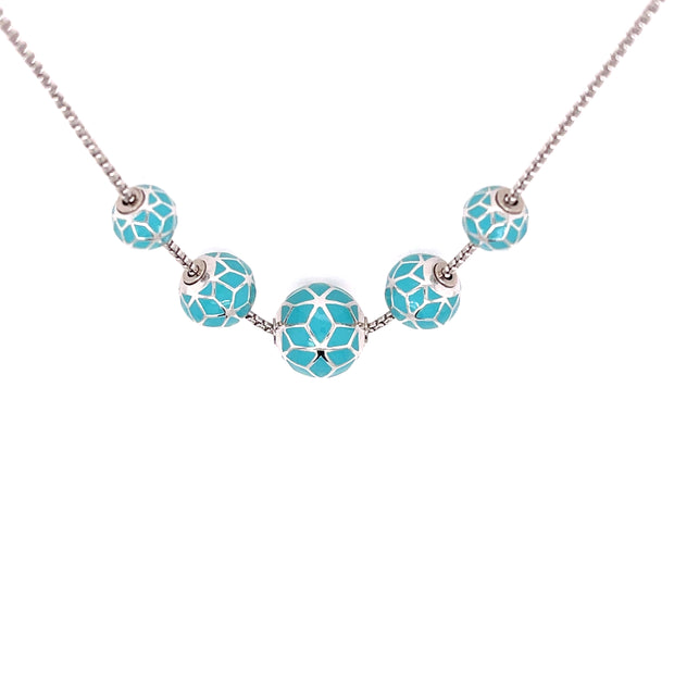 Defi 5-Hex Ball Necklace Silver/Turquoise