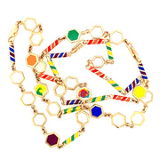 Gold and Candy Colored Ceramic Link Bracelet