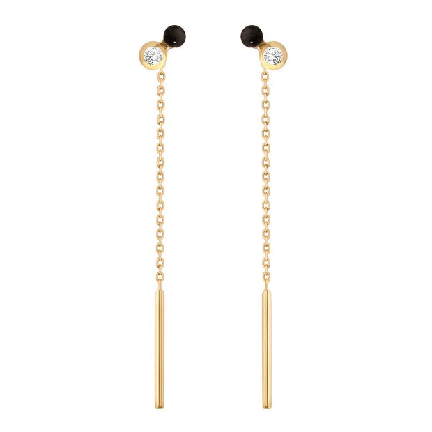Dot Diamonds Black resin earrings, Yellow Gold