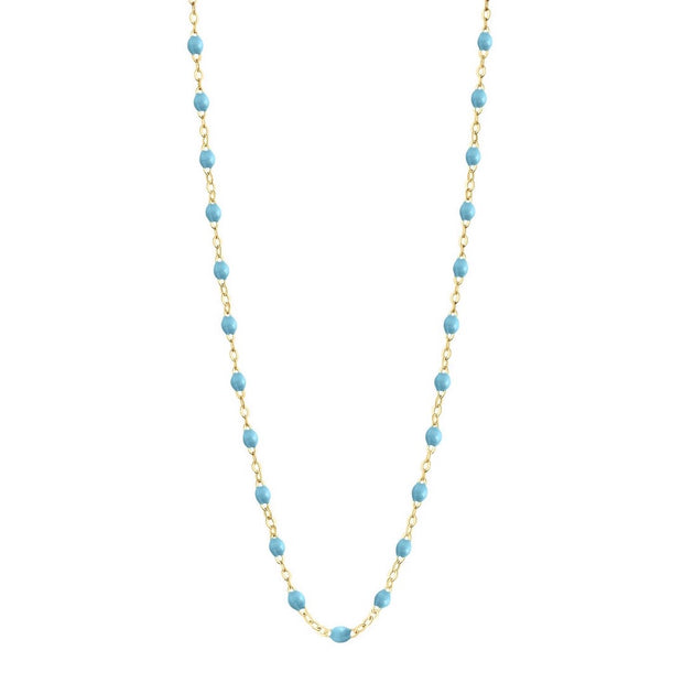 Classic Gigi Turquoise necklace, yellow gold, 16.5"