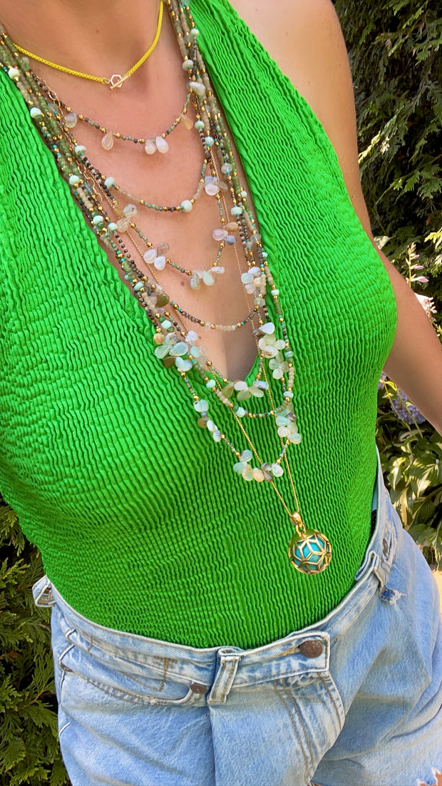 ReRe Mixed Gemstone Multi-Strand Beaded Necklace