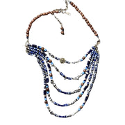 ReRe Blue Multi-Strand Beaded Necklace