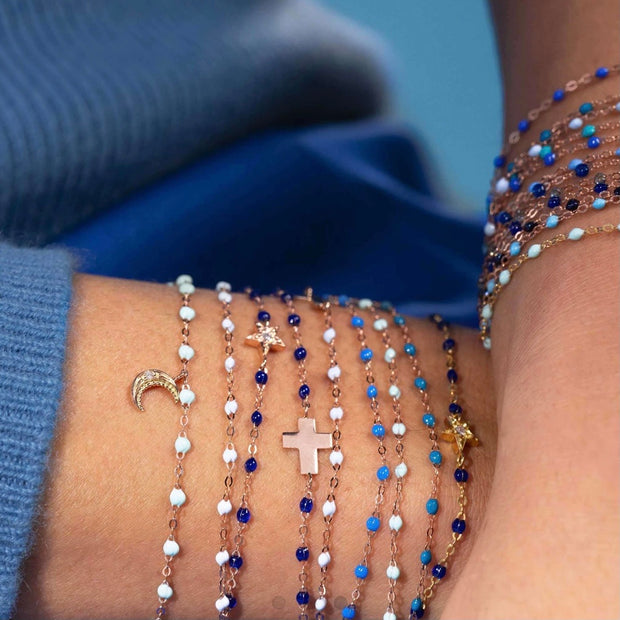 Classic Gigi Baby Blue bracelet, Yellow Gold, 6.7"