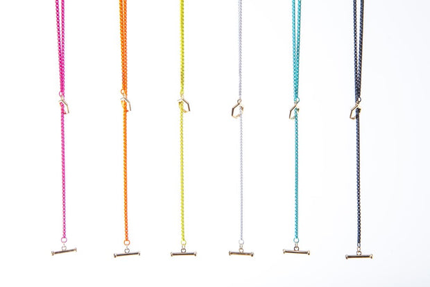 32” Hex - Diamond Toggle Colored Necklace