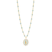 Petite Madone Supreme Sparkle Baby Blue diamond necklace, Yellow Gold, 16.5"