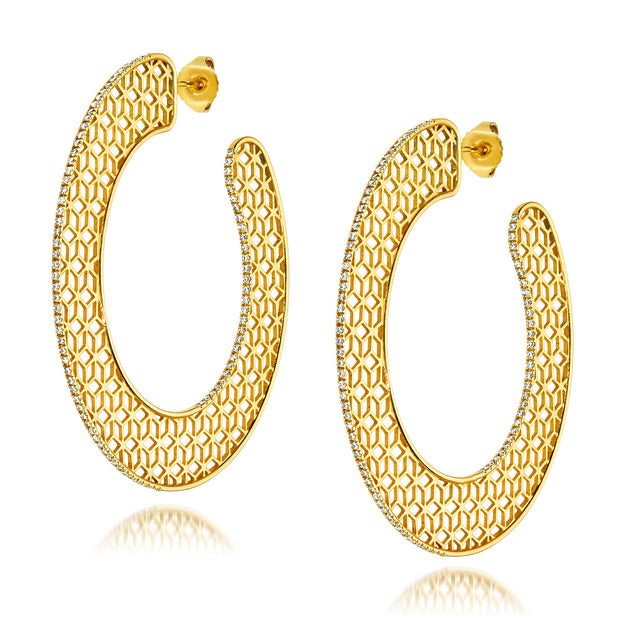 Hex Large Slice Pavé Hoop Earring