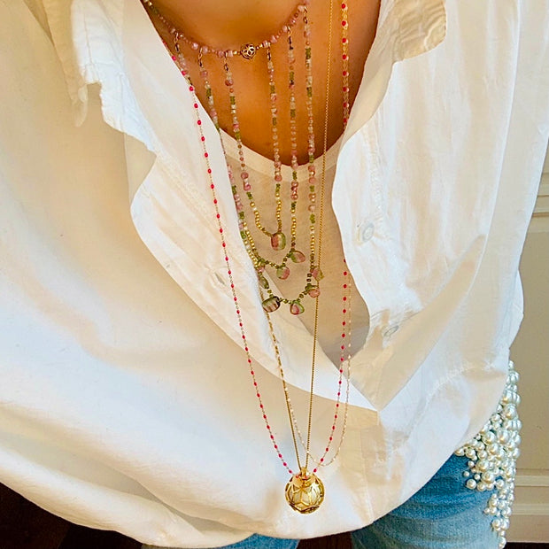 ReRe Multi-Strand Watermelon Tourmaline Necklace