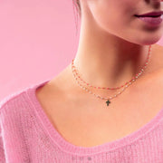 Classic GiGi Pink necklace, yellow gold, 16.5”
