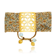 ReRe Wide Browns, Grey, Tan Beaded Bracelet