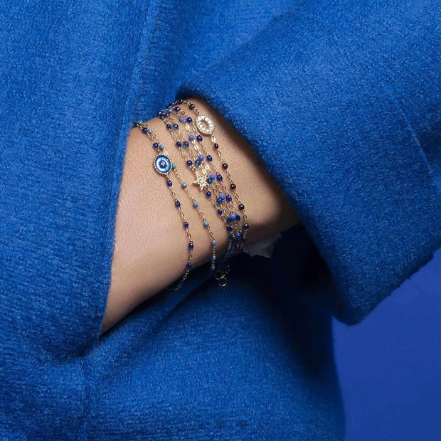 Classic Gigi Blue bracelet, Yellow Gold, 6.7"