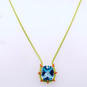 Blue Topaz, Ceramic Colored Chain Necklace