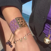 ReRe Wide Purple, Gold Beaded bracelet