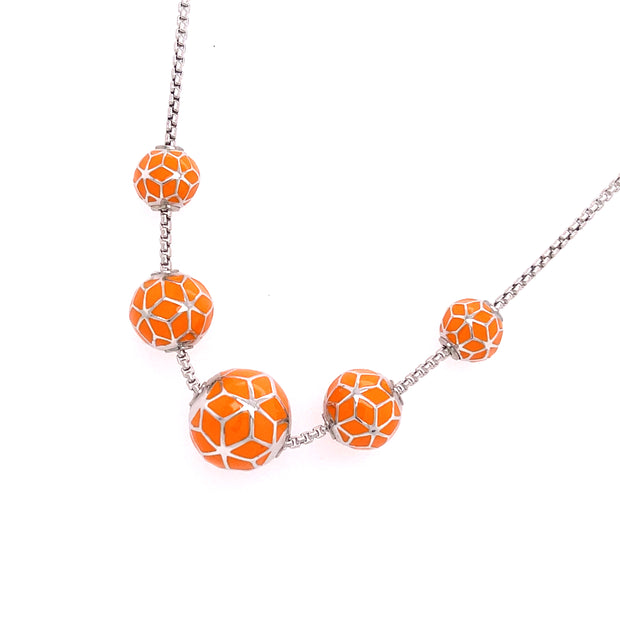 Defi 5-Hex Ball Necklace Silver/Orange